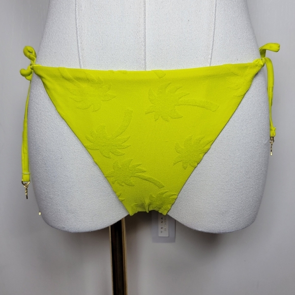 Trina Turk Sway Palm Tree-Jacquard Side-Tie Bikini Bottom Size 6 Green - Picture 1 of 8